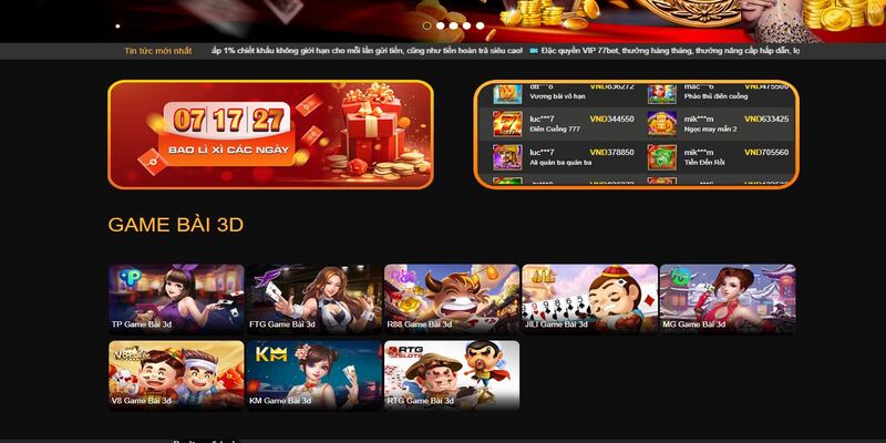 Sảnh game bài 77Bet